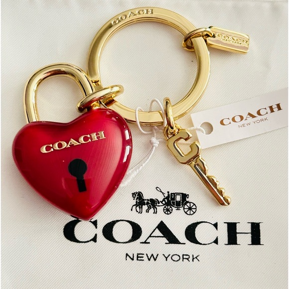 Coach Lock Heart and Key Keychain/ Bag Charm - Picture 1 of 8